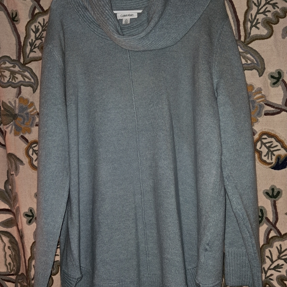 Calvin Klein Gray Cowl Neck Sweater